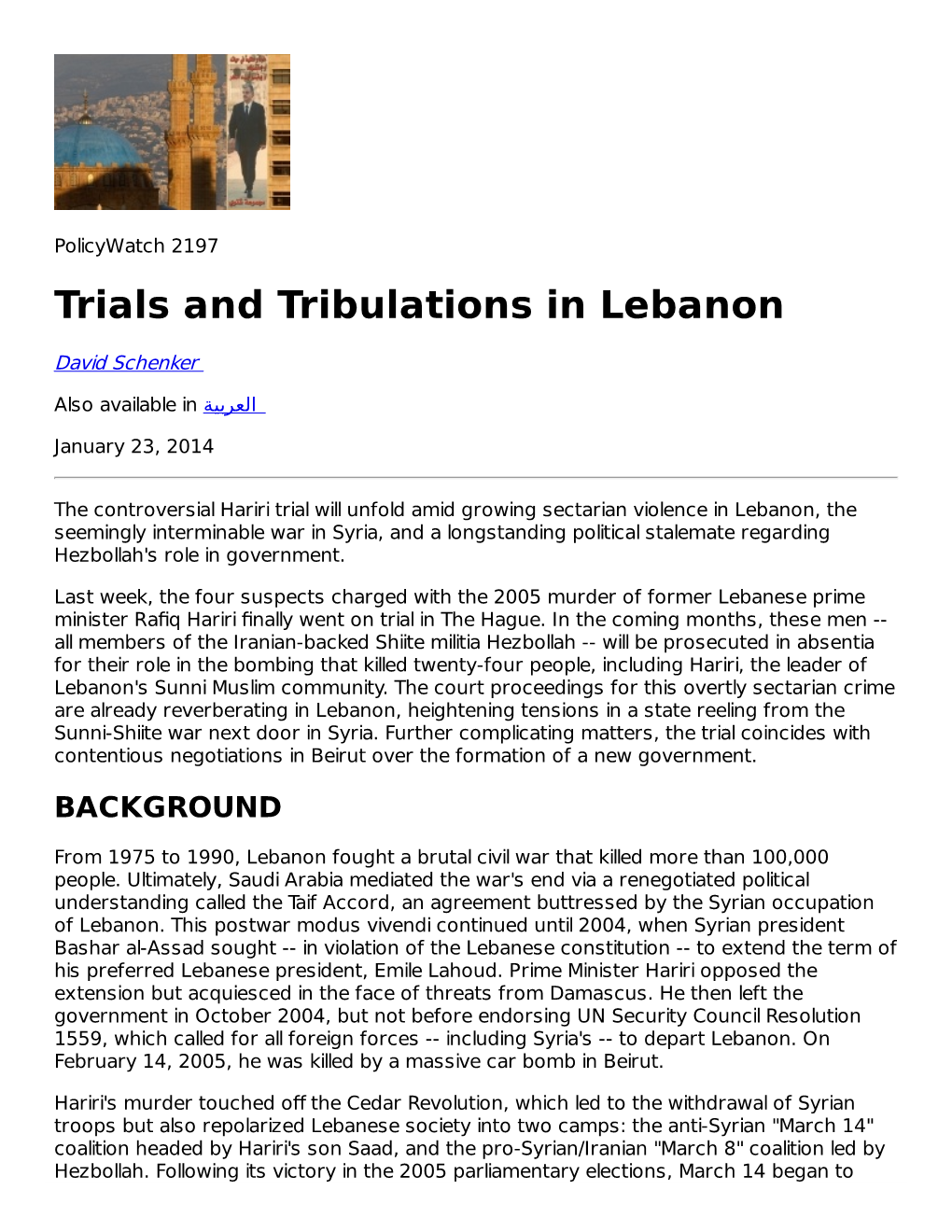 Trials and Tribulations in Lebanon