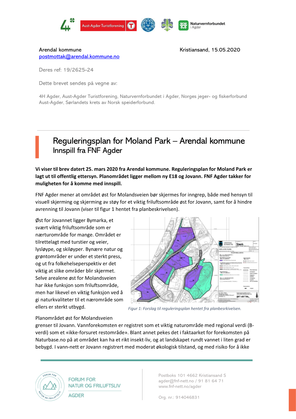 Reguleringsplan for Moland Park – Arendal Kommune Innspill Fra FNF Agder