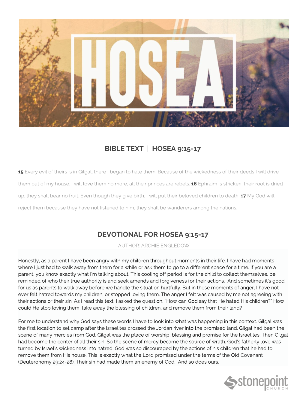 Bible Text ​ |​ Hosea 9:15-17 Devotional for Hosea 9:15-17