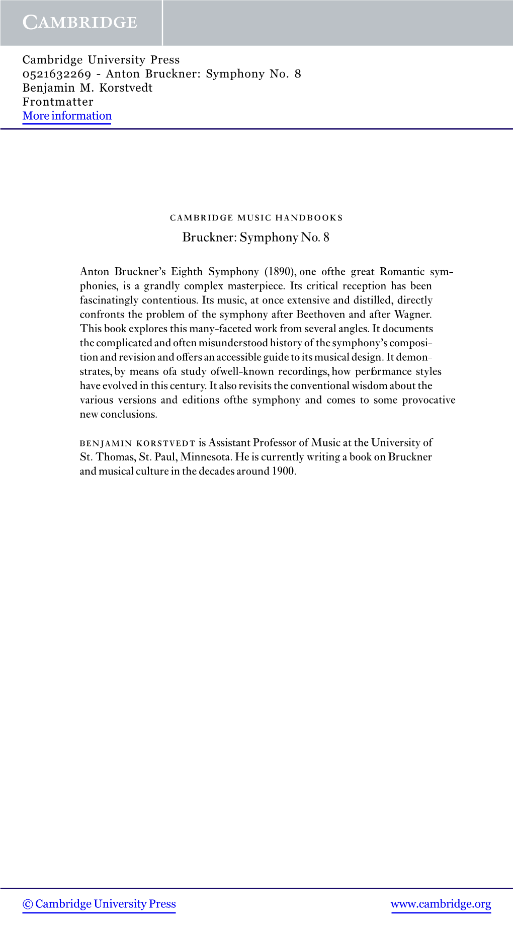 Bruckner: Symphony No. 8 Benjamin M