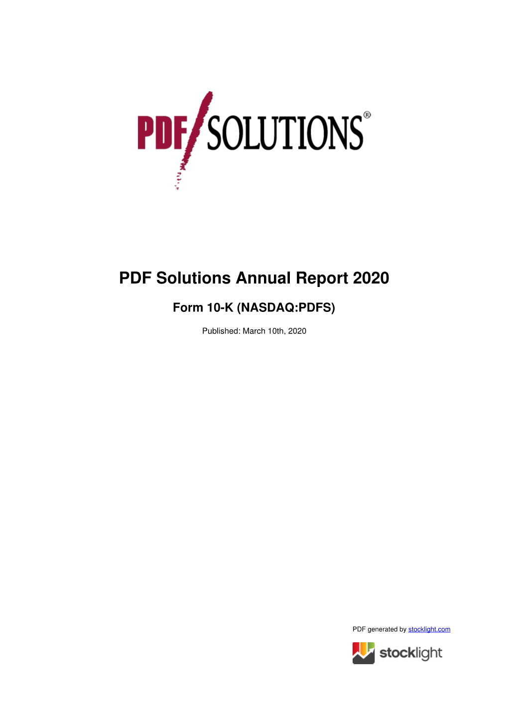 PDF Solutions Annual Report 2020