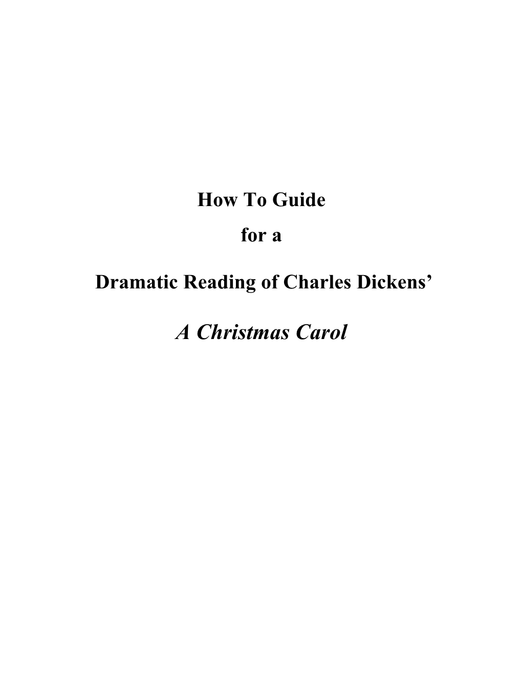 A Christmas Carol TABLE of CONTENTS