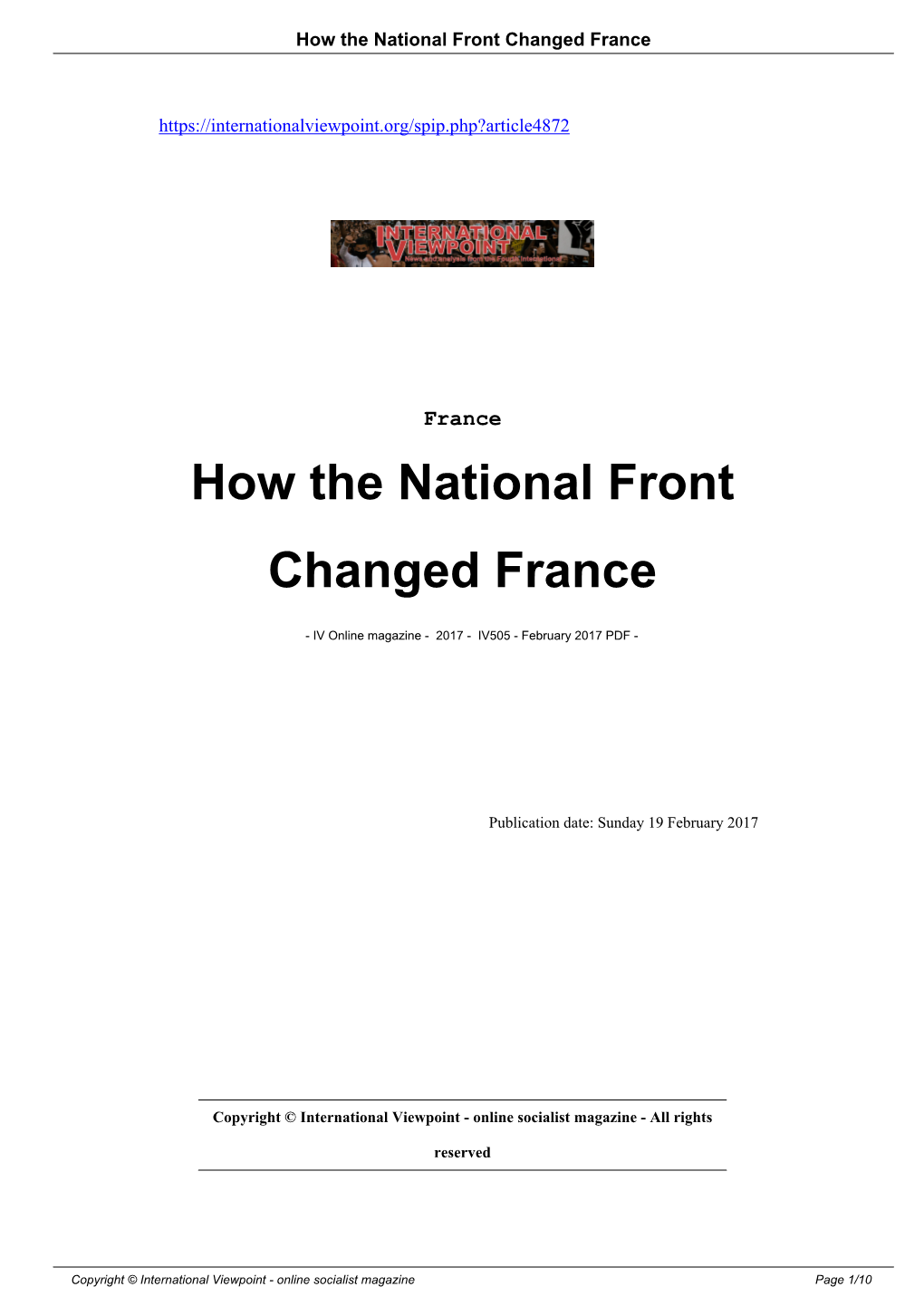 How the National Front Changed France
