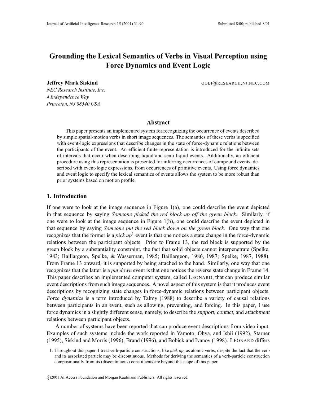 Grounding the Lexical Semantics of Verbs in Visual Perception Using Force Dynamics and Event Logic