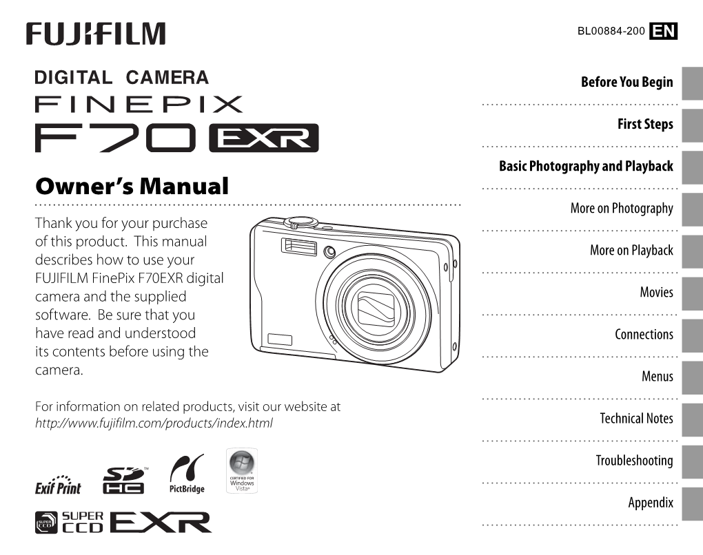 Finepix F70EXR Owner's Manual