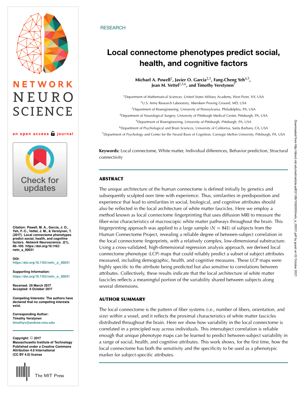 Local Connectome Phenotypes Predict Social, Health, and Cognitive Factors