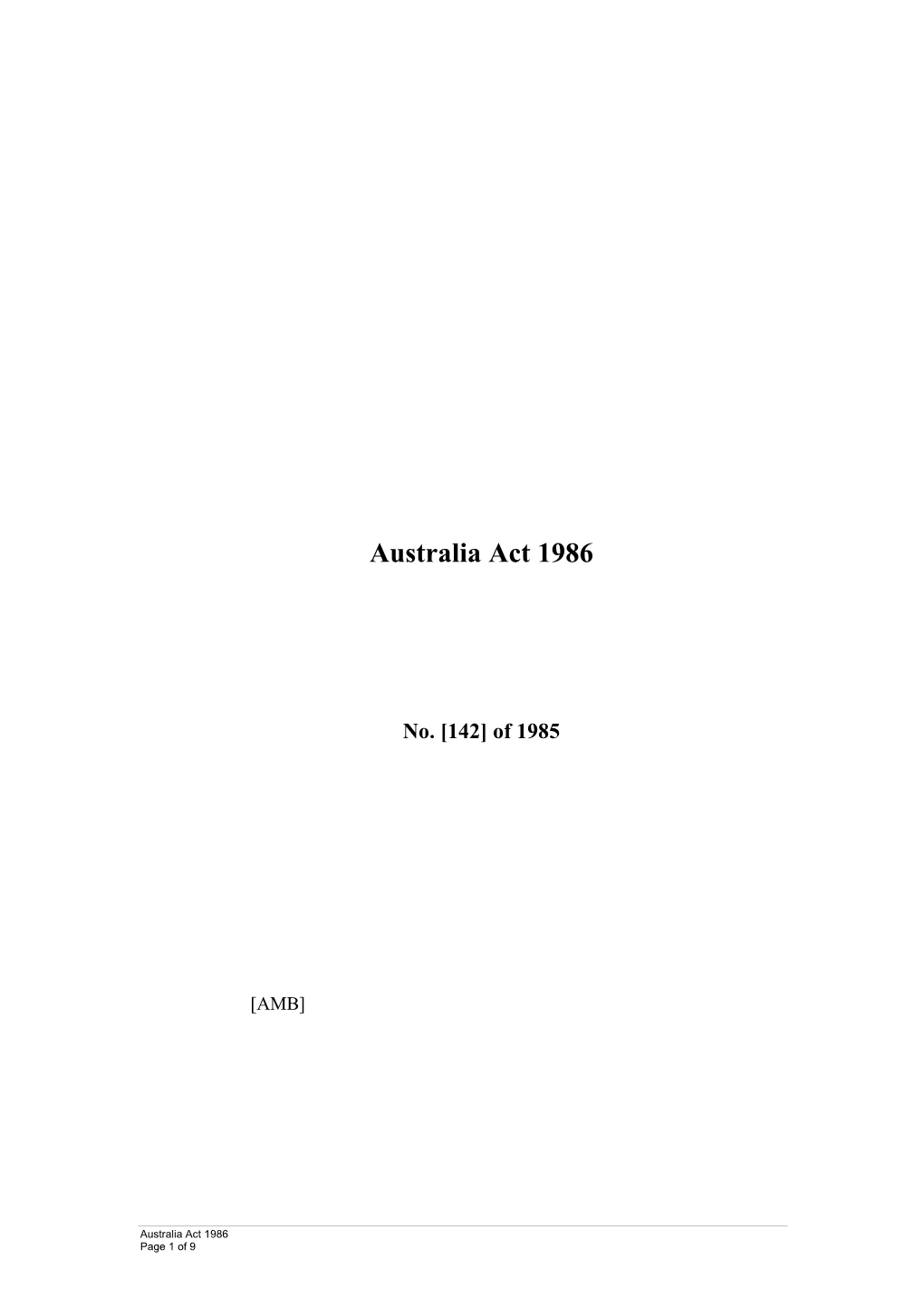 Australia Act 1986 (Cth) [Transcript