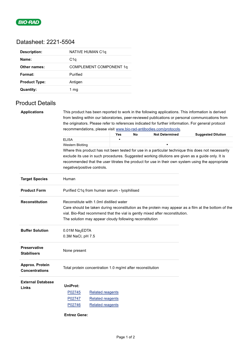 Datasheet: 2221-5504 Product Details