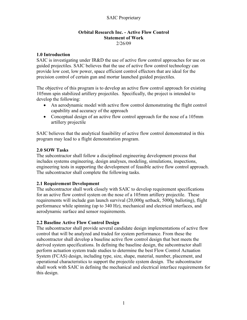 SAIC - Novel Guidance Technology - Control System