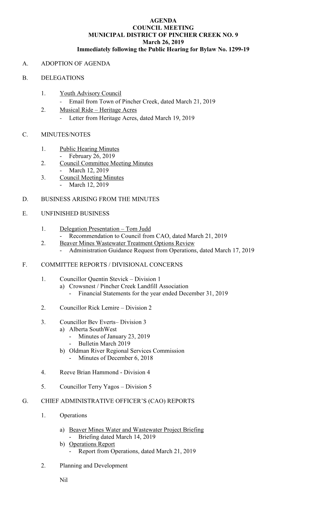 2019-03-26 Council Meeting Agenda Package