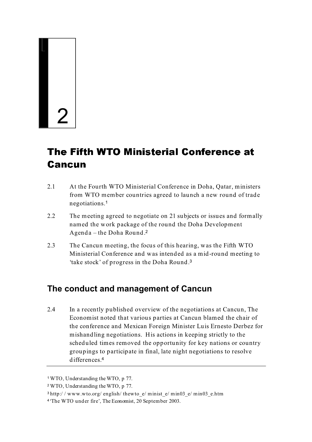 Chapter 2: the Fifth WTO Ministerial Conference at Cancun