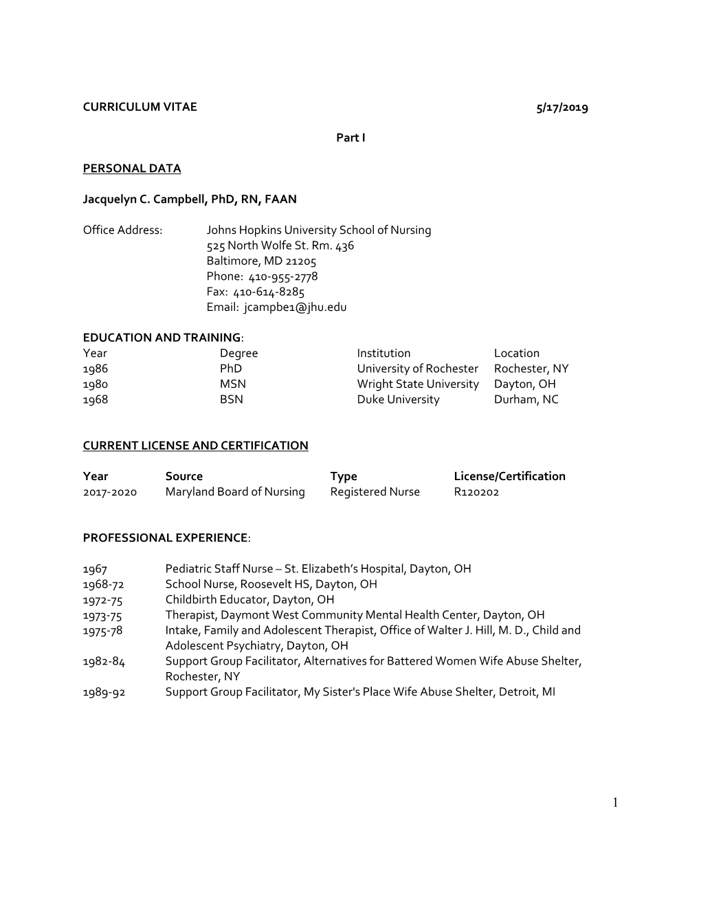 Revised Curriculum Vitae Format