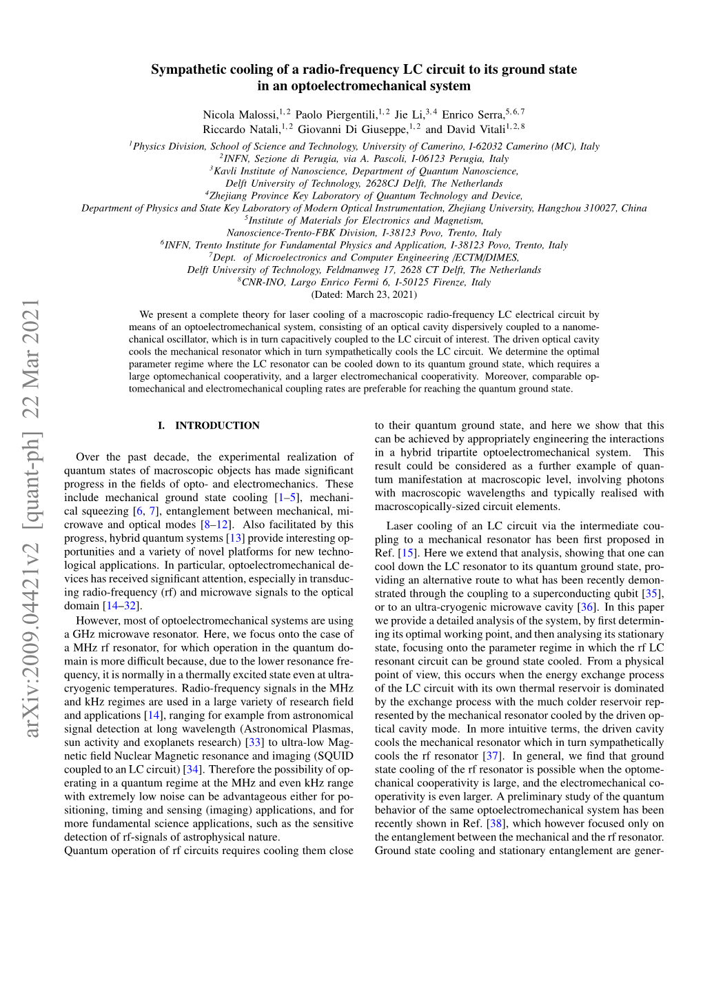 Arxiv:2009.04421V2 [Quant-Ph] 22 Mar 2021