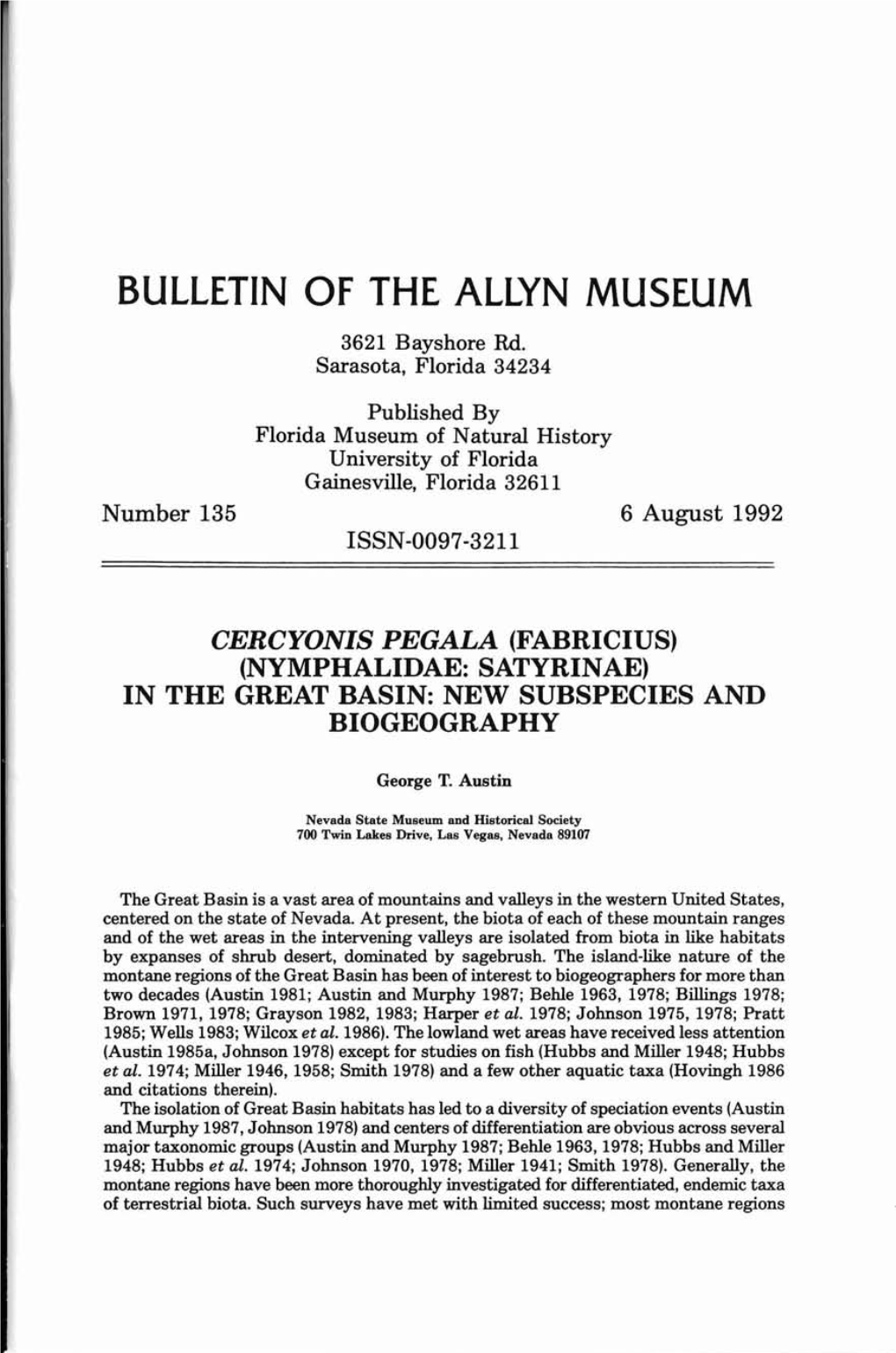 BULLETIN of the ALLYN MUSEUM 3621 Bayshore Rd