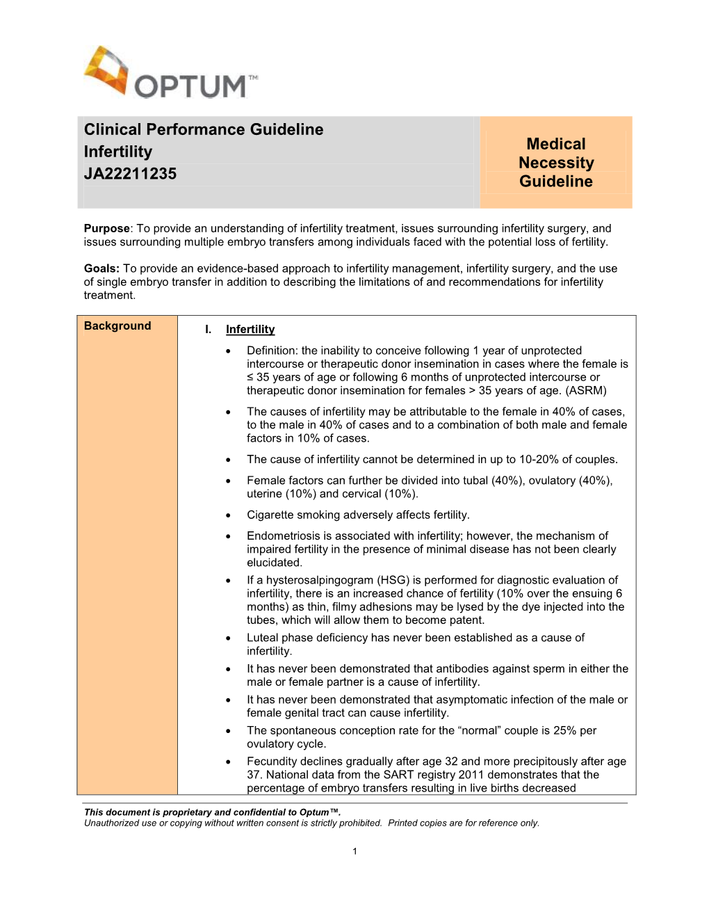 RRS Infertility Clinical Performance and Medical Necessity Guideline