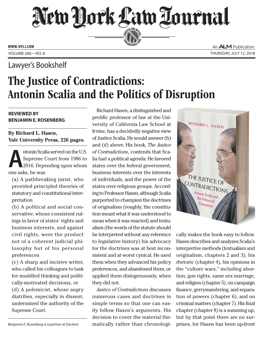 The Justice of Contradictions: Antonin Scalia and the Politics of Disruption