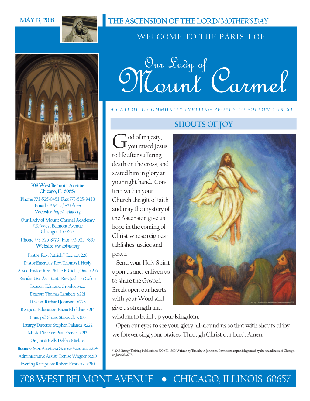 Our Lady of Mount Carmel a CATHOLIC COMMUNITY INVITING PEOPLE to FOLLOW CHRI S T