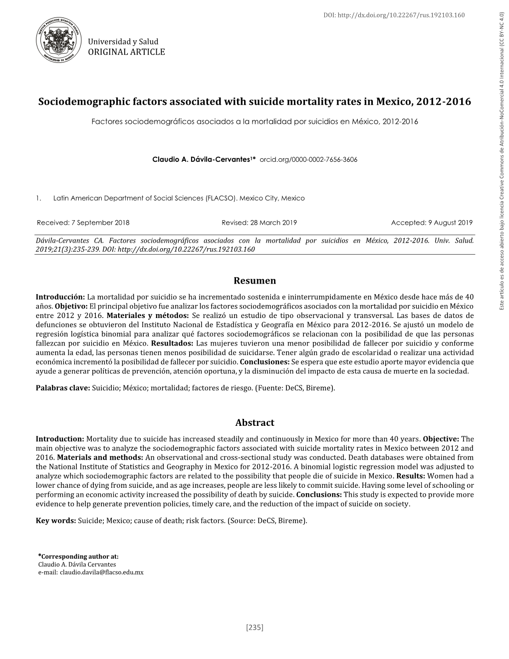 Sociodemographic Factors Associated with Suicide Mortality Rates In