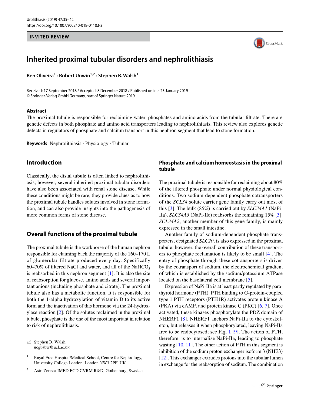 Inherited Proximal Tubular Disorders and Nephrolithiasis