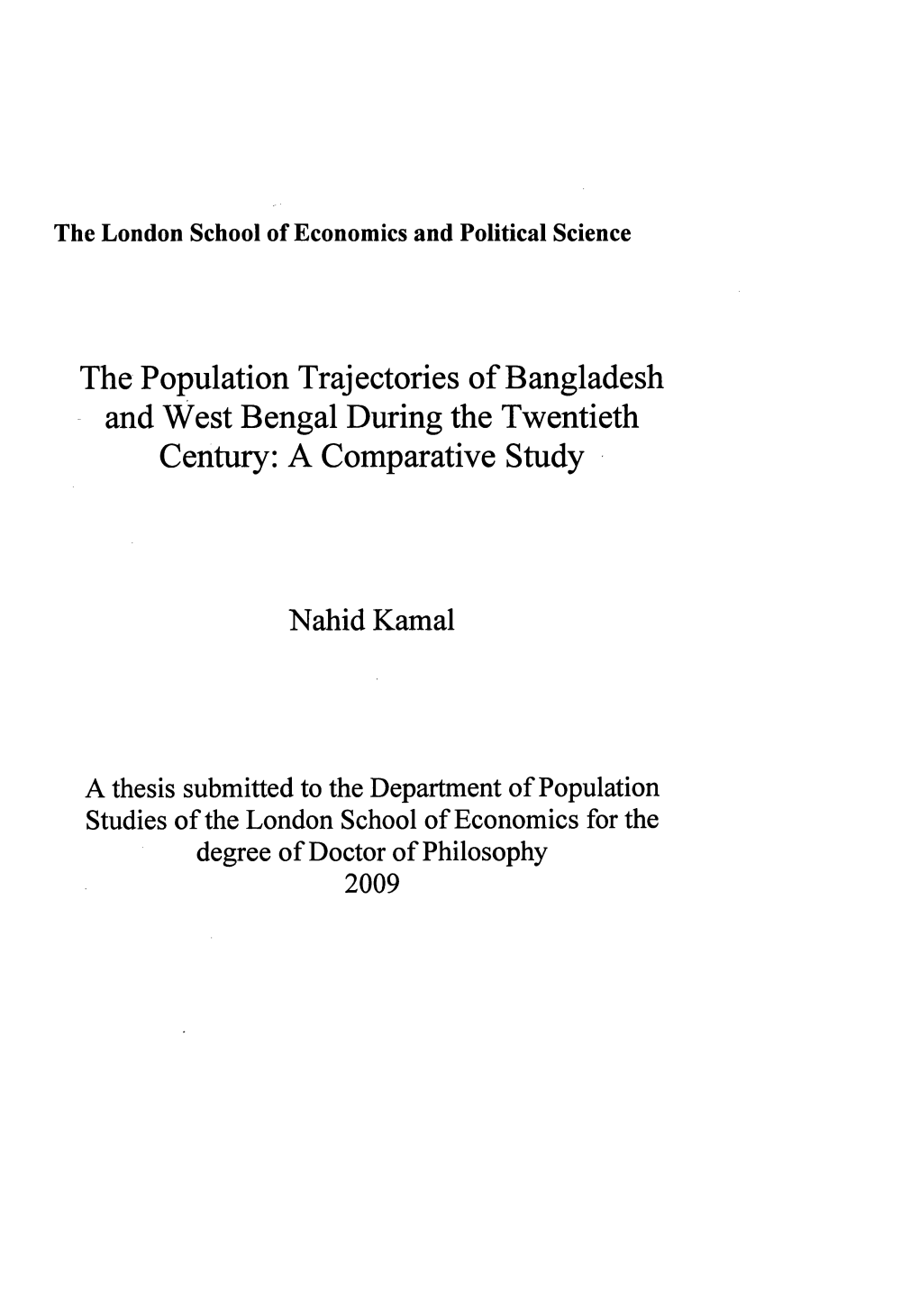 The Population Trajectories of Bangladesh and West Bengal During the Twentieth Century: a Comparative Study