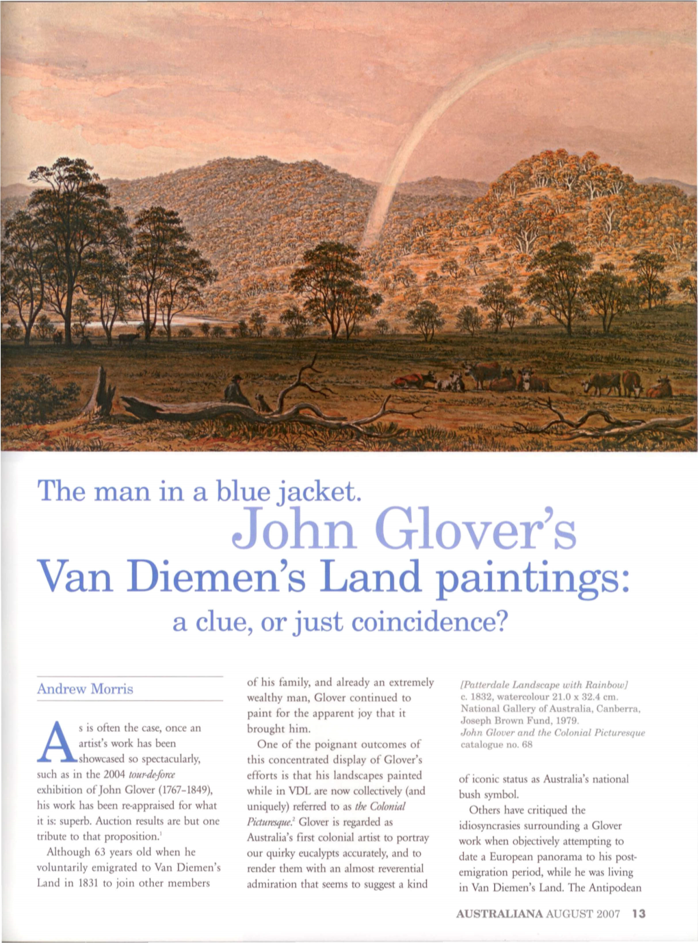 John Glover's Van Diemen's Land Paintings: a Clue, Or Just Coincidence?