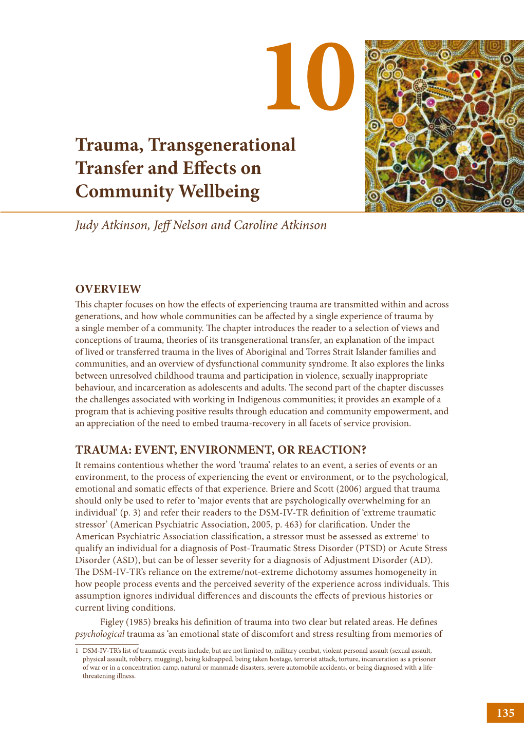 Trauma, Transgenerational Transfer and Effects on Community Wellbeing
