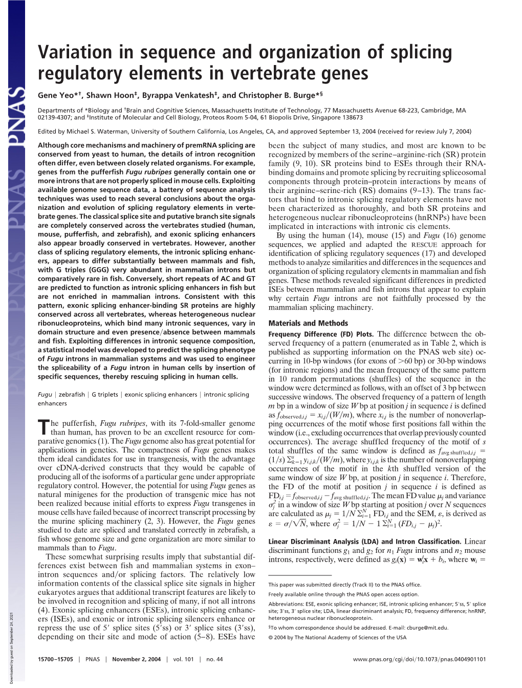 Variation in Sequence and Organization of Splicing Regulatory Elements in Vertebrate Genes