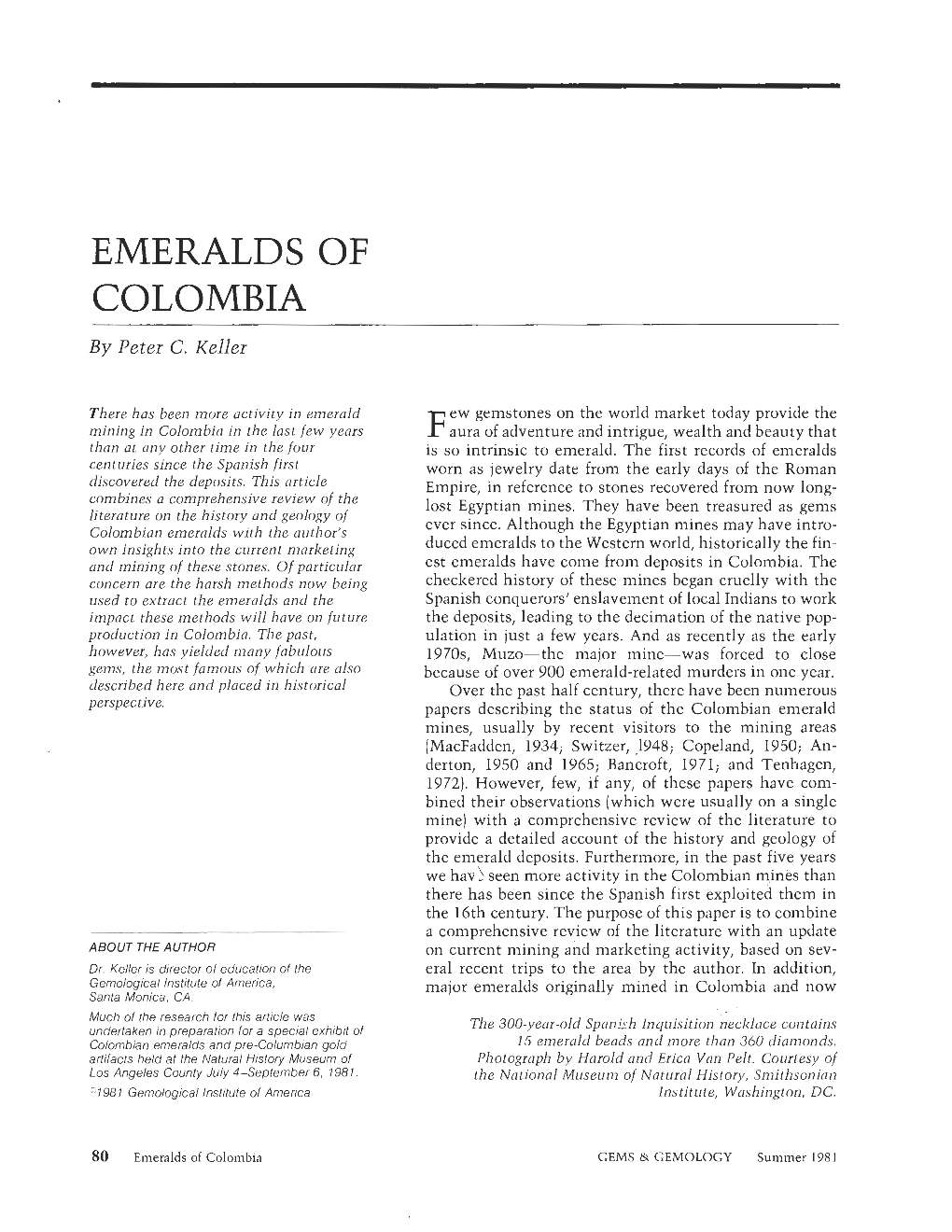 EMERALDS of COLOMBIA by Peter C