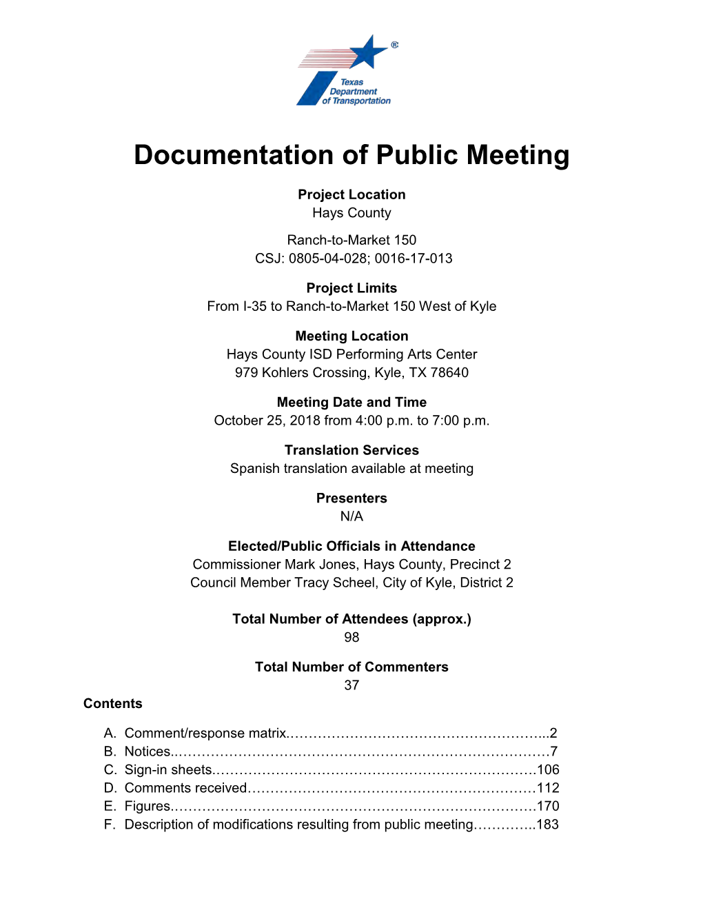 Documentation of Public Meeting