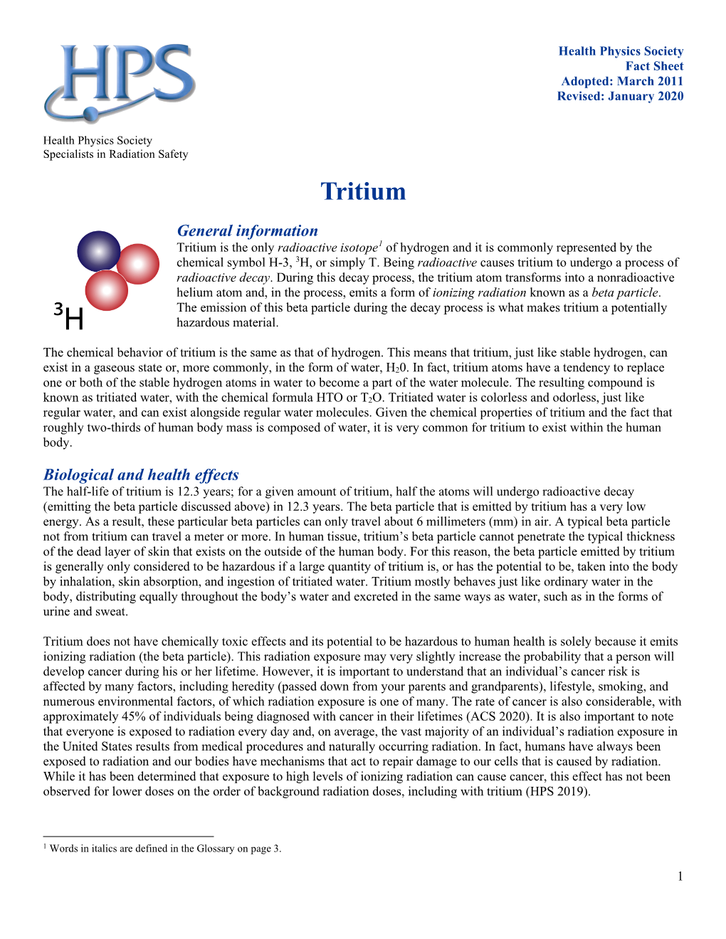 Tritium Fact Sheet