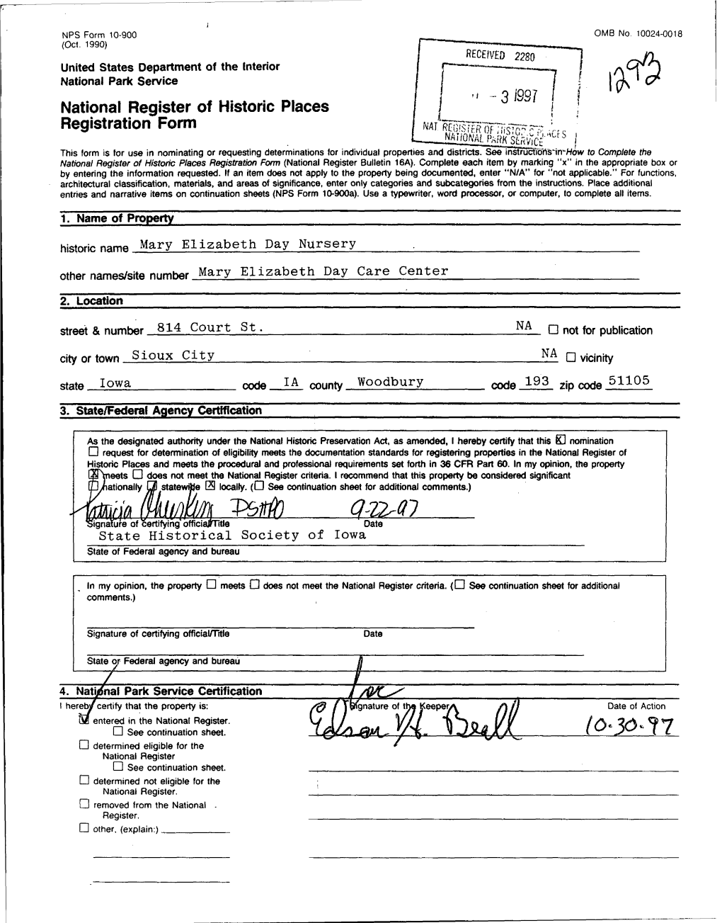 National Register of Historic Places Registration Form 7