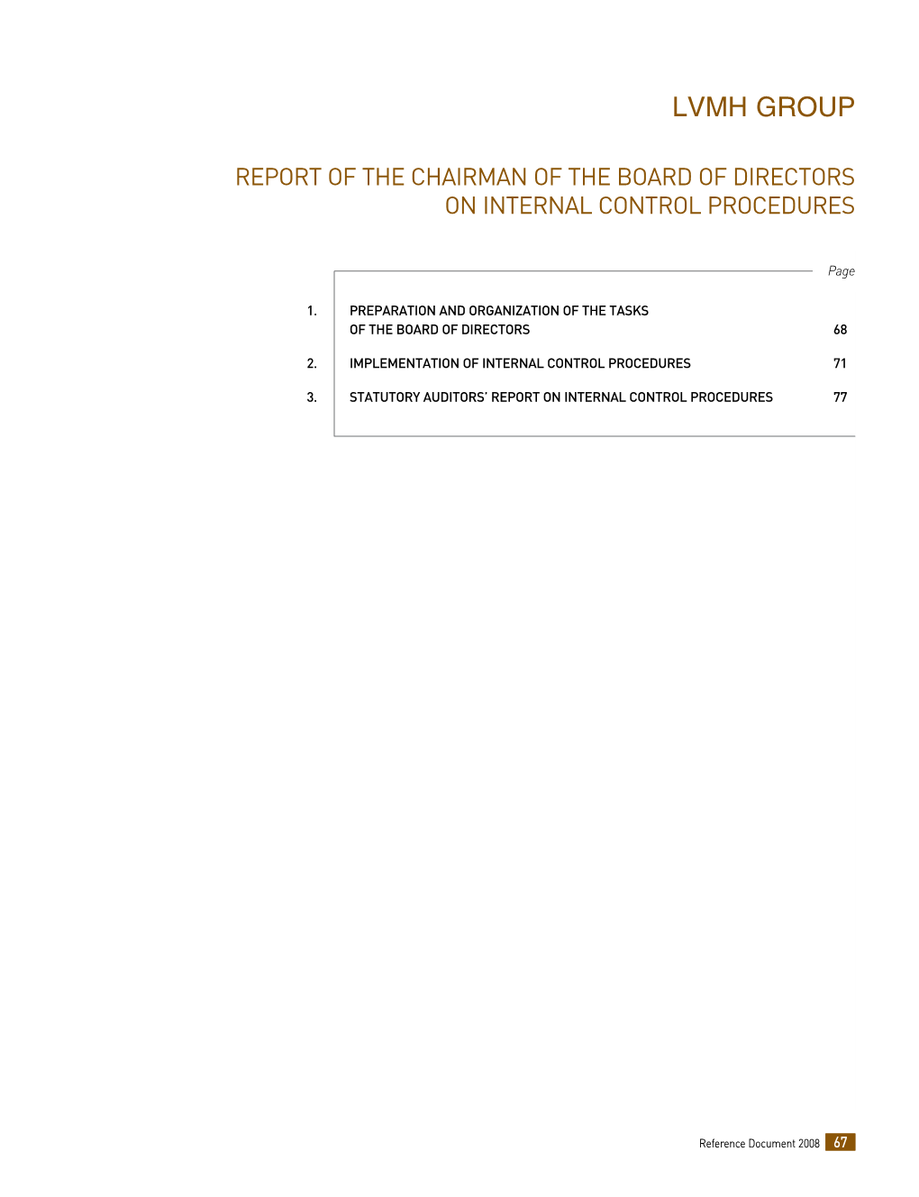 Report on Corporate Governance and Internal Control Procedures