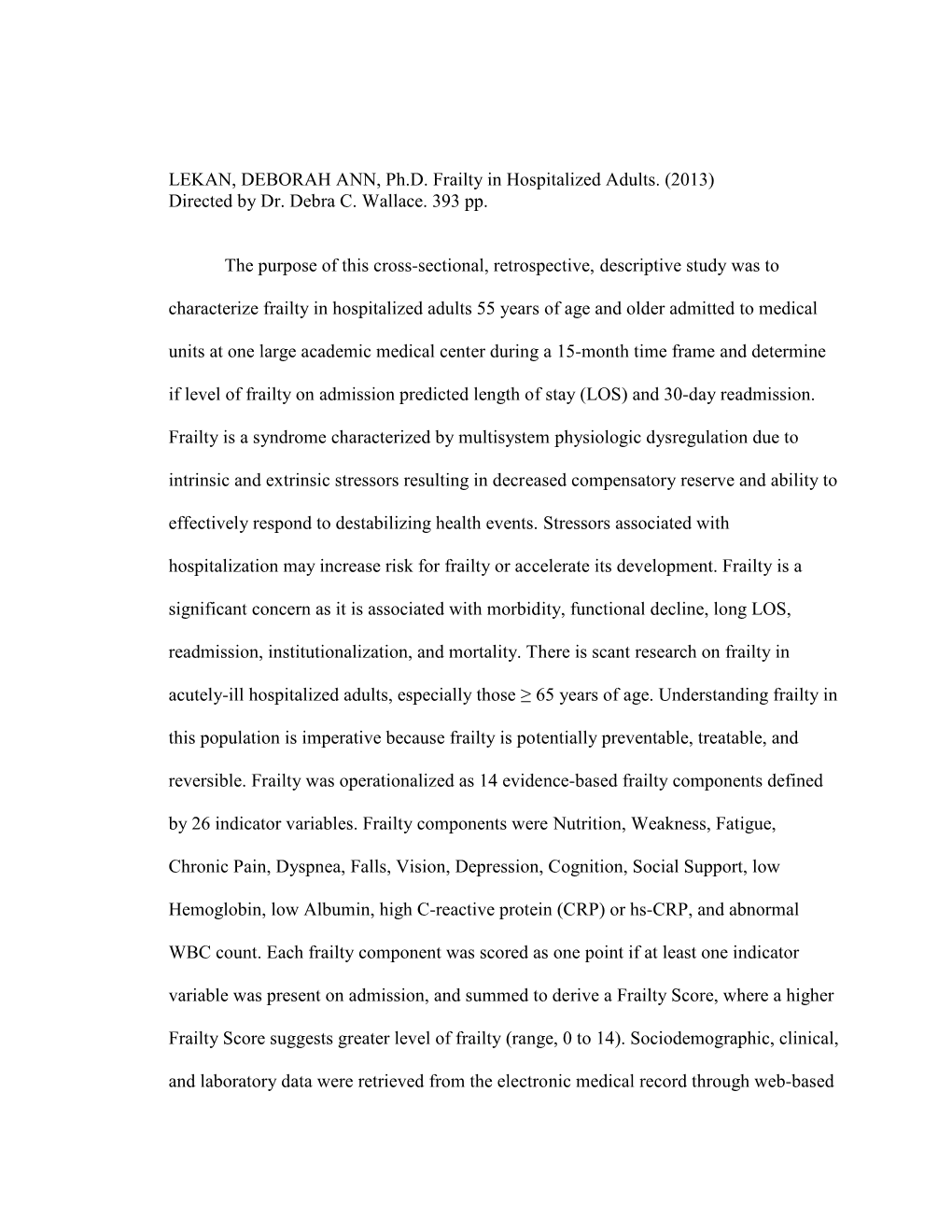 Frailty in Hospitalized Adults