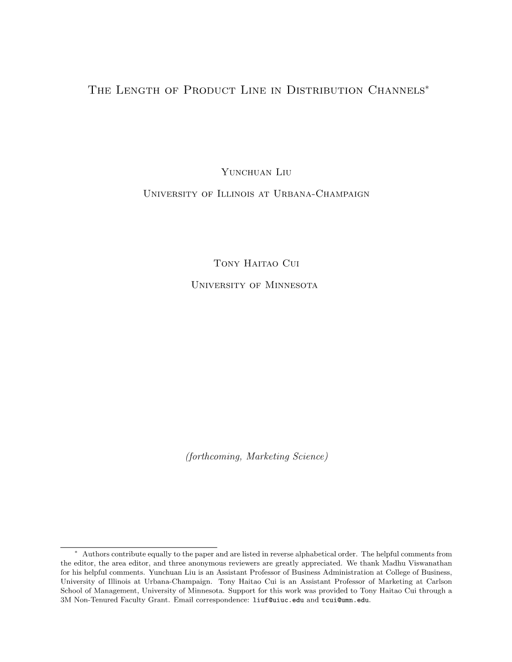 The Length of Product Line in Distribution Channels∗