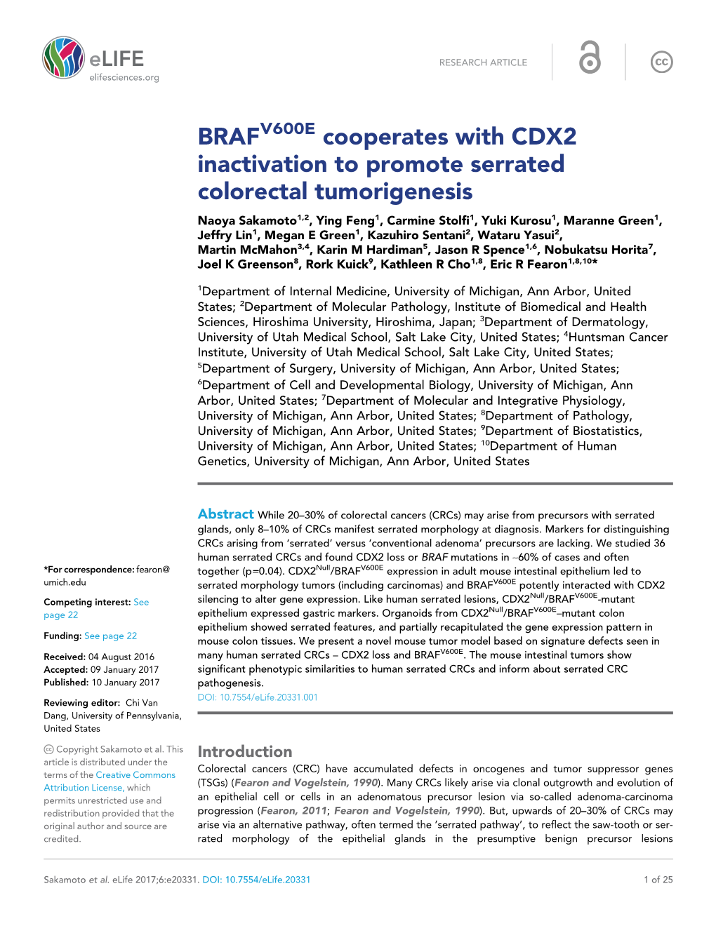BRAF Cooperates with CDX2 Inactivation to Promote Serrated