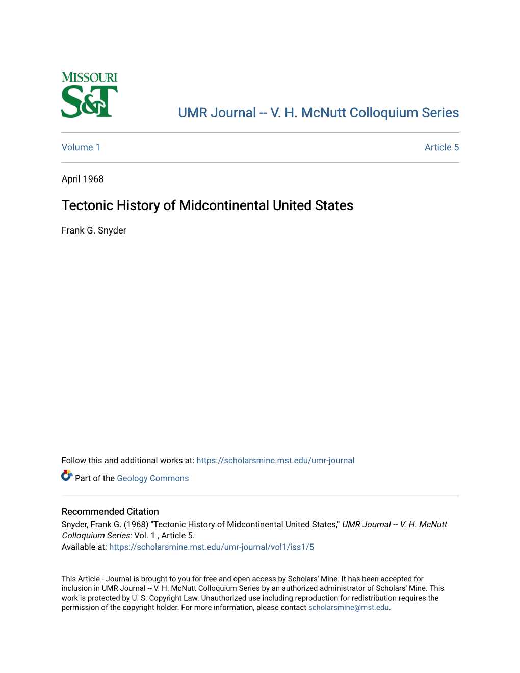 Tectonic History of Midcontinental United States