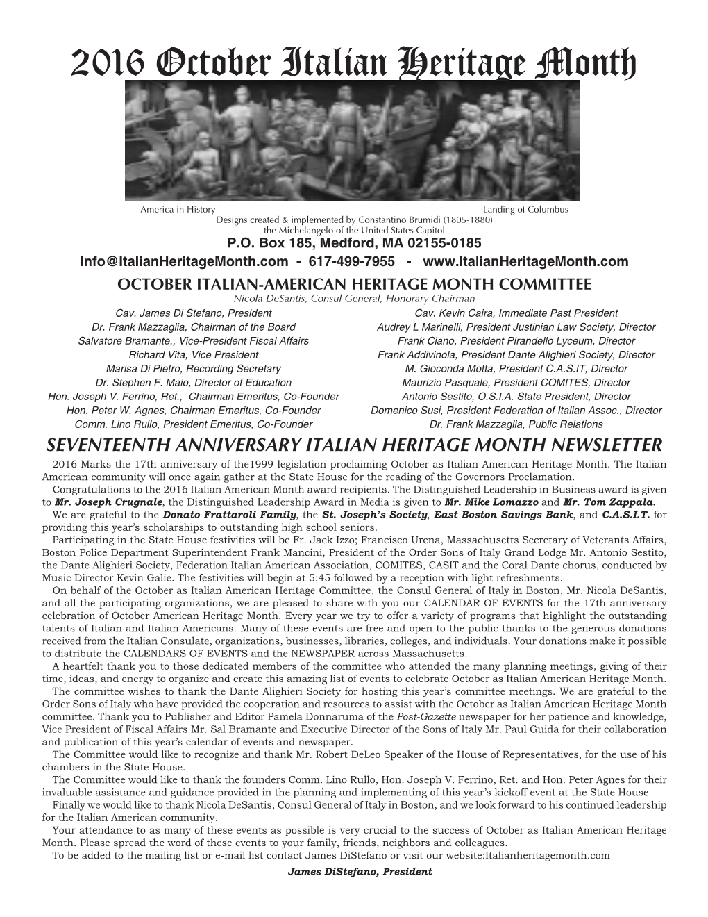 2016 October Italian EVENT and Heritagelocation Month