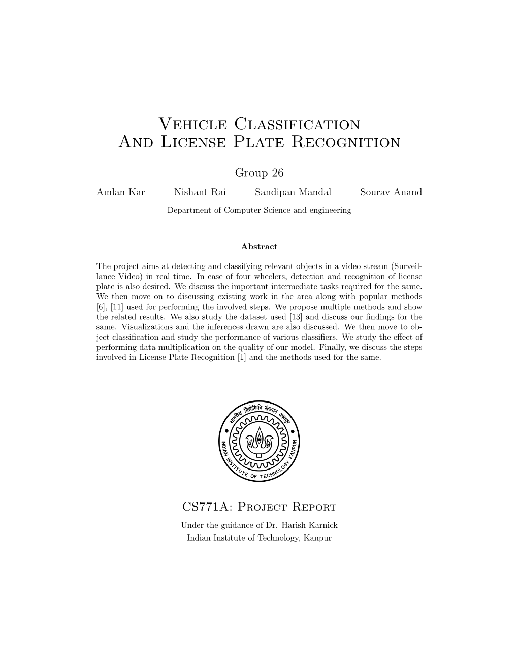 Vehicle Classification and License Plate Recognition