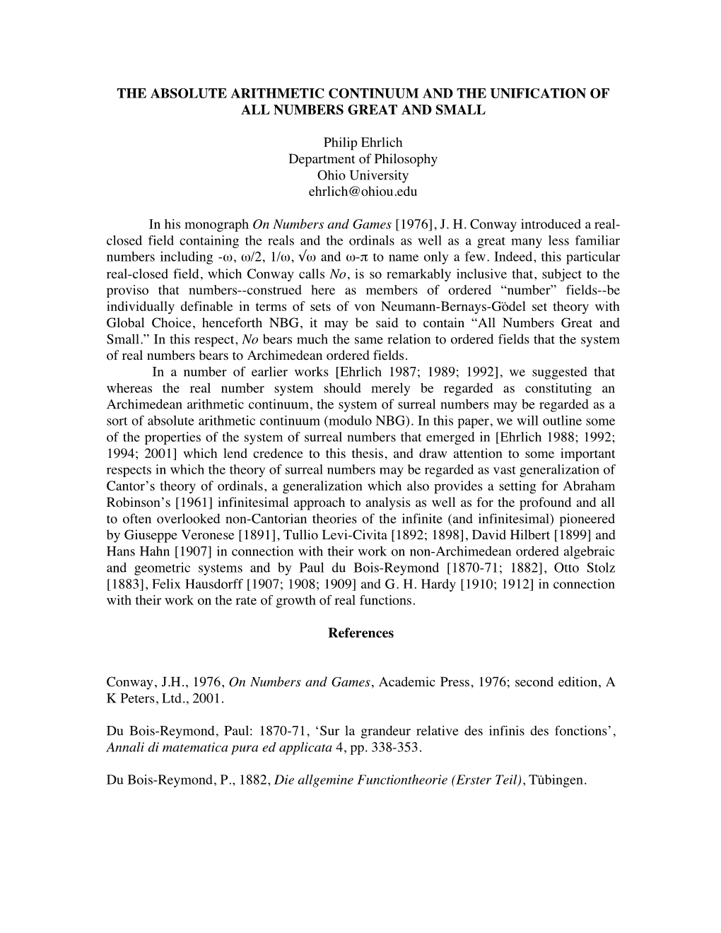 The Absolute Arithmetic Continuum and the Unification of All Numbers Great and Small