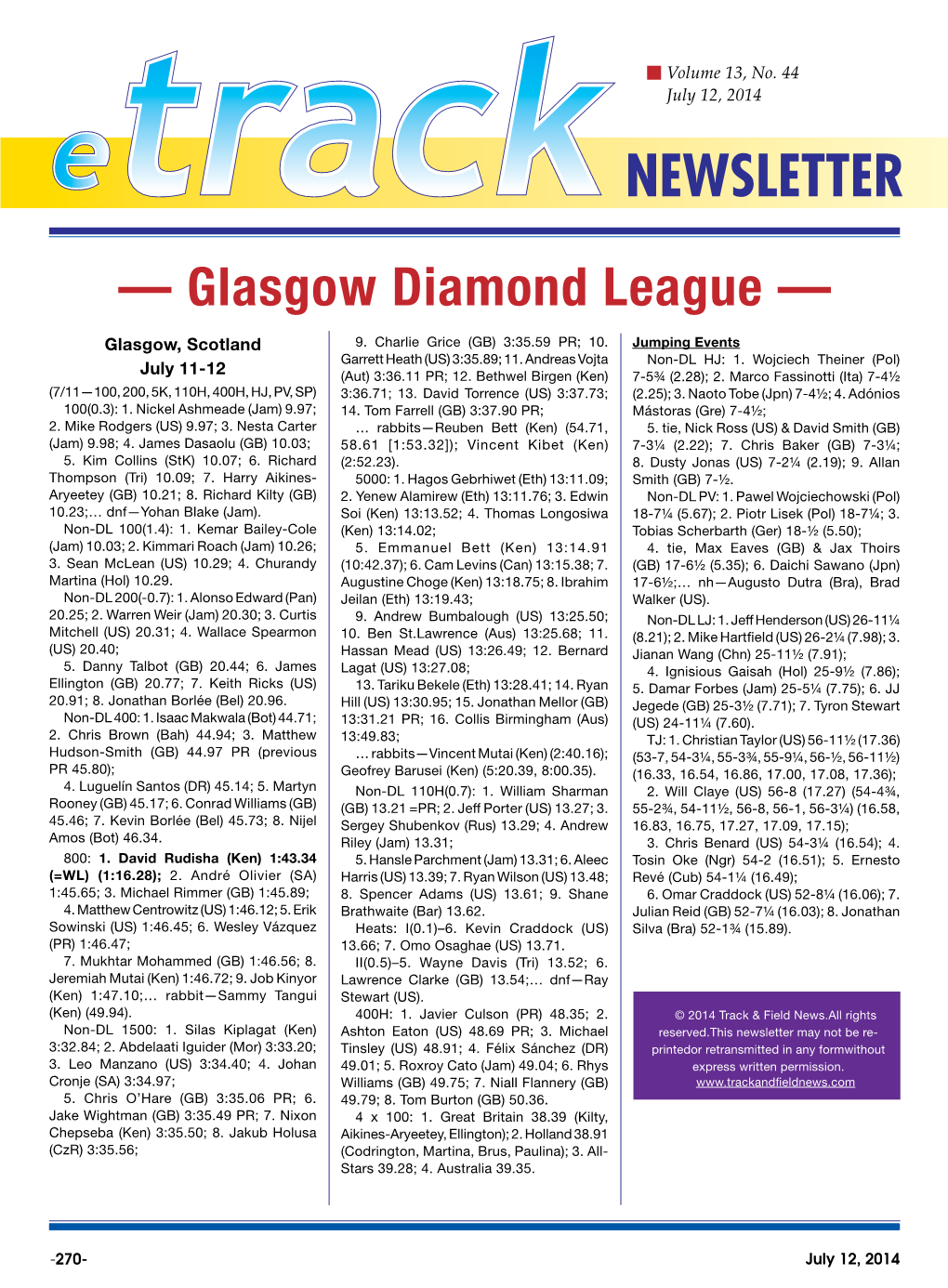 — Glasgow Diamond League —