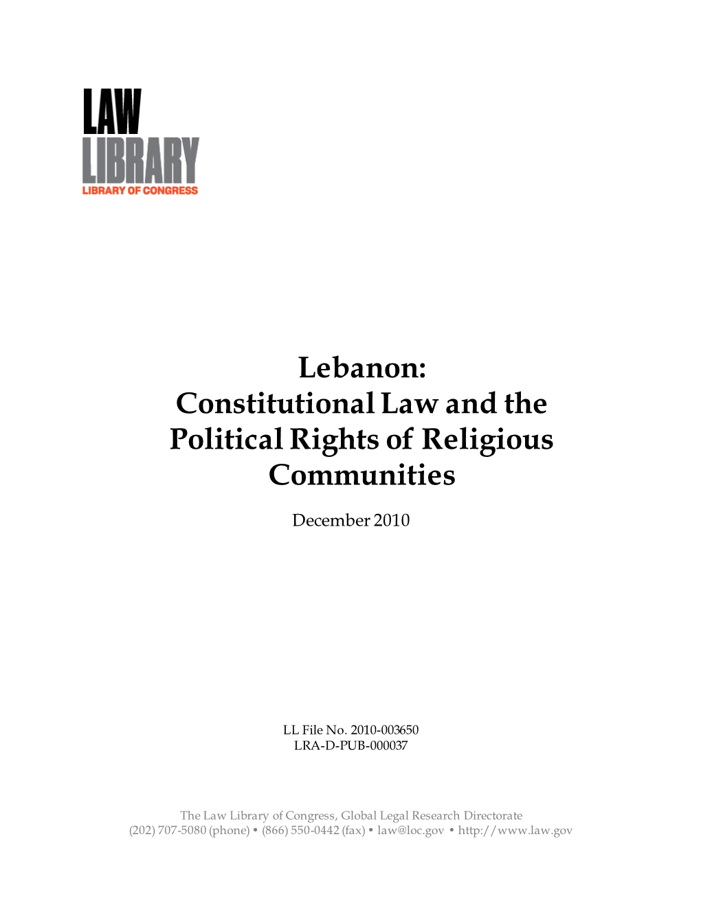 Lebanon: Constitutional Law and the Political Rights of Religious Communities