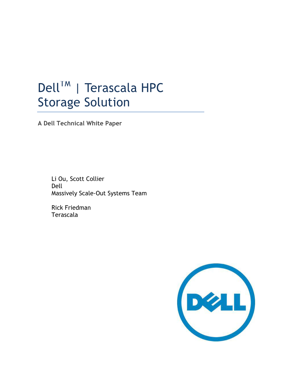 Terascala HPC Storage Solution