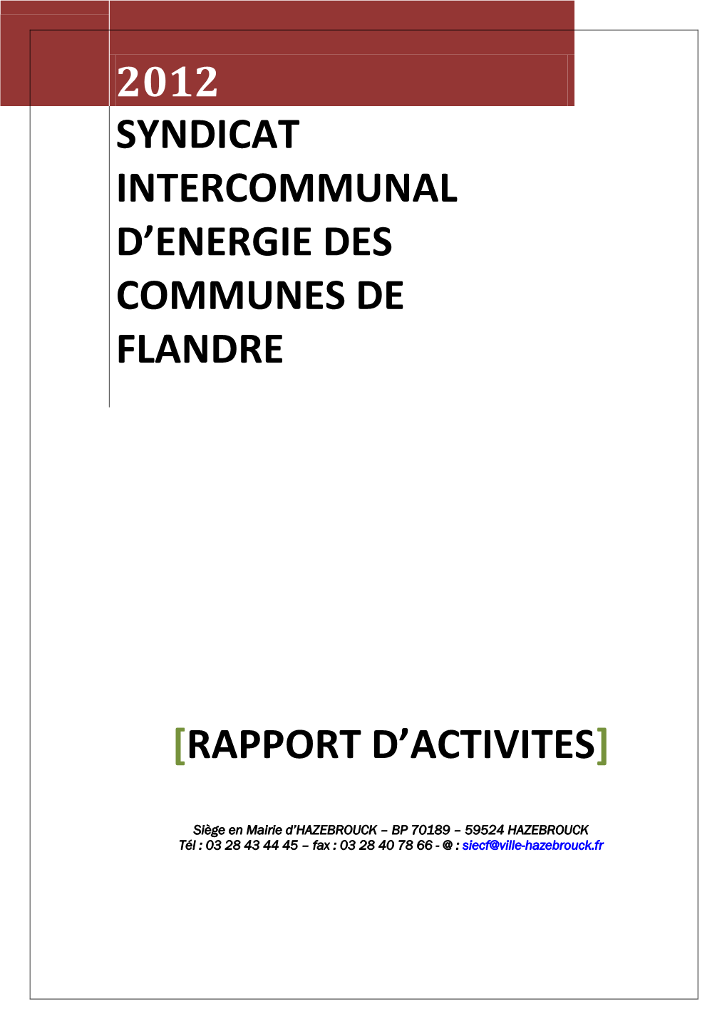 RAPPORT D'activites