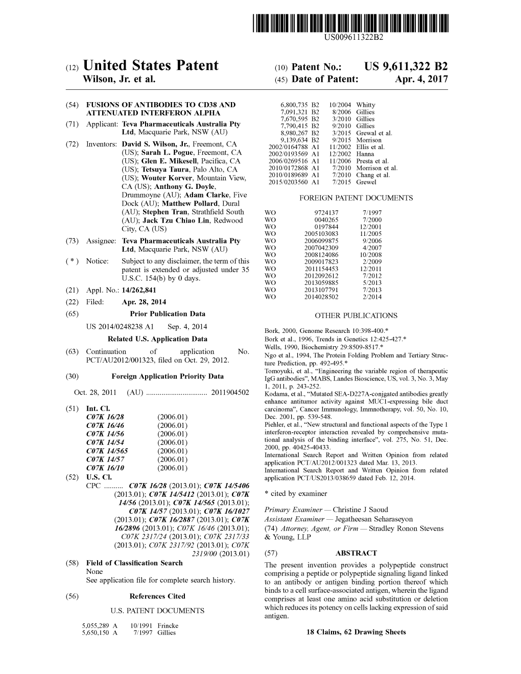 (12) United States Patent (10) Patent No.: US 9,611,322 B2 Wilson, Jr