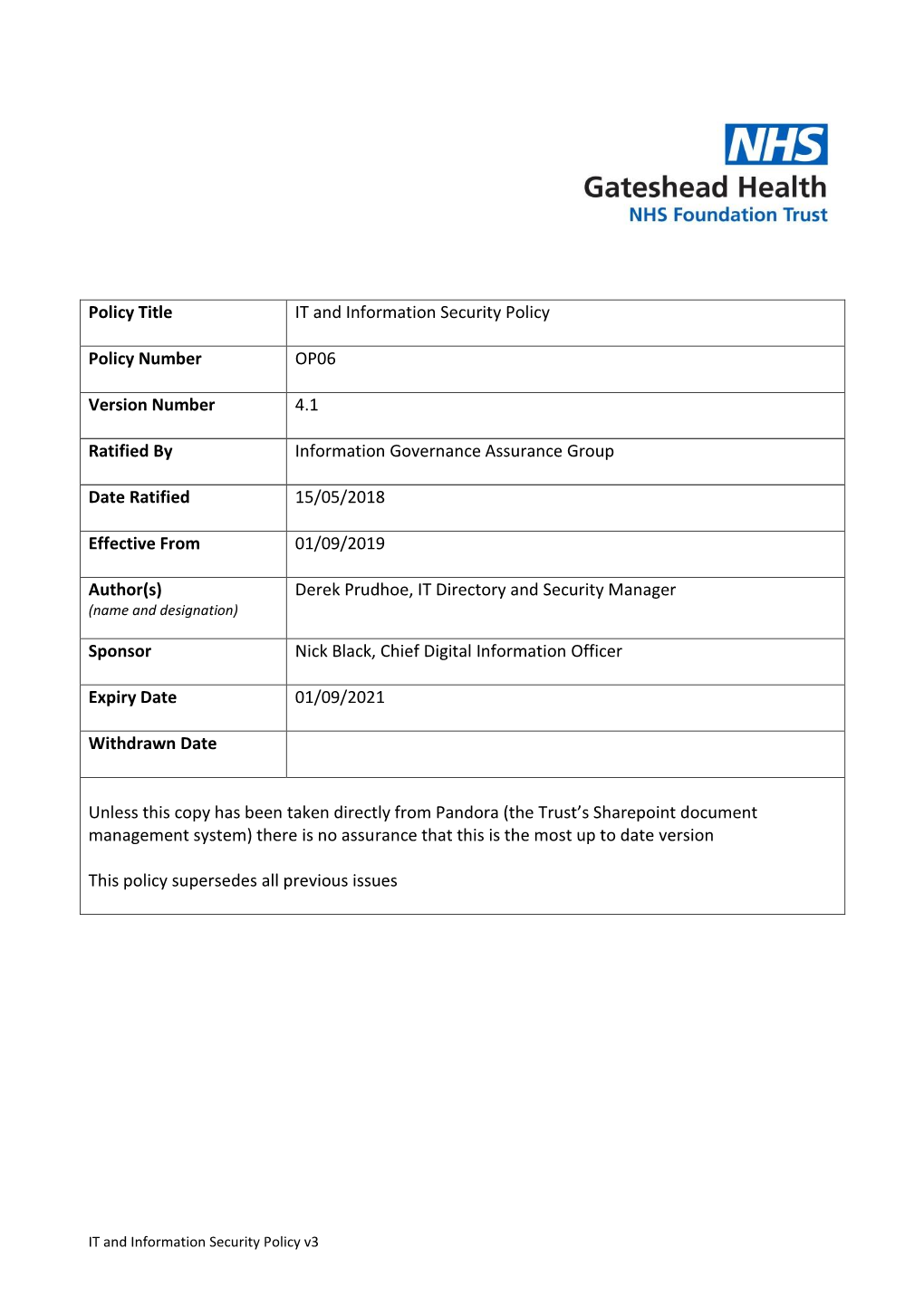 IT and Information Security Policy