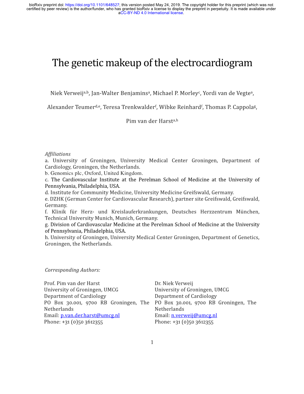 The Genetic Makeup of the Electrocardiogram