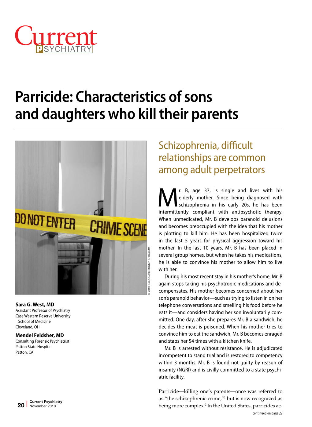 Parricide: Characteristics of Sons and Daughters Who Kill Their Parents