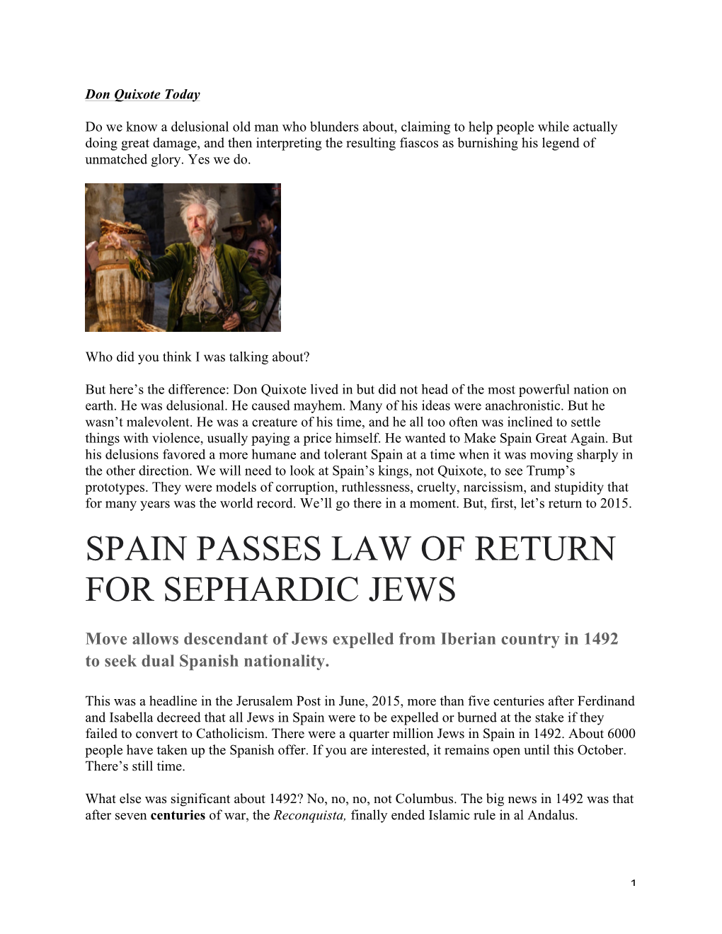 Spain Passes Law of Return for Sephardic Jews