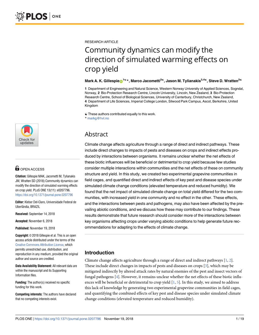 Community Dynamics Can Modify the Direction of Simulated Warming Effects on Crop Yield