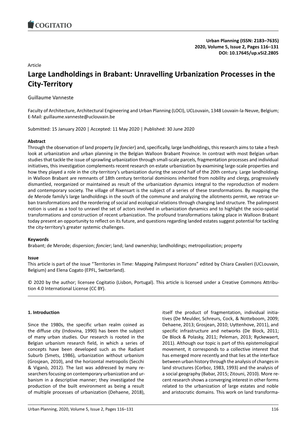 Large Landholdings in Brabant: Unravelling Urbanization Processes in the City-Territory